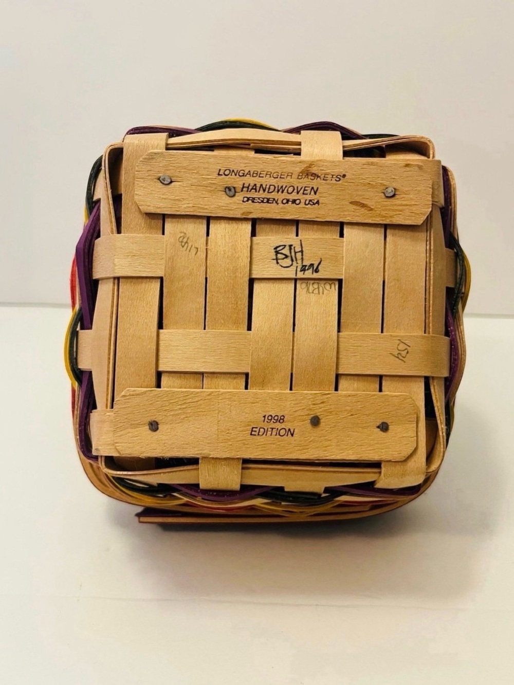 Longaberger Small Square Easter Basket with Easter Egg Liner Insert Vintage 1998 - Picture 6 of 12